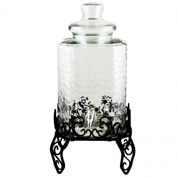 Gibson Home Moreauville 3 Piece 2.25 Gallon Square Embossed Glass Beverage Dispenser with Wire Stand