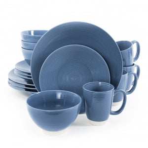 Gibson Rowland 16 Piece Stoneware Round Dinnerware Set in Blue
