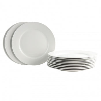 Gibson Home Noble Court 10.5" Dinner Plate Set in White, Set of 12
