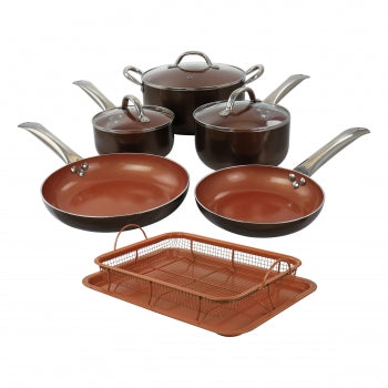 Copper Pan Cooking Excellence 10 Piece Nonstick Cookware Set in Copper