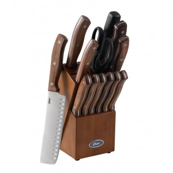 Oster Whitmore 14 Piece Stainless Steel Blade Cutlery Set with Walnut Handle