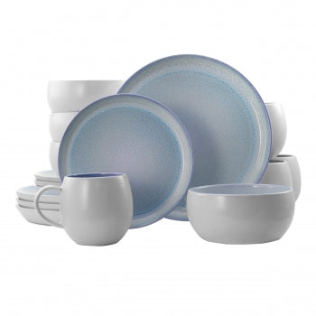 Elama Mocha 16 Piece Stoneware Dinnerware Set in Blue