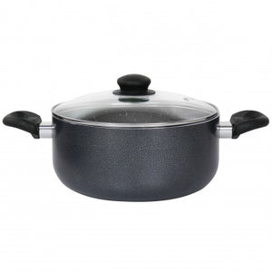 Oster Pallermo 5 Qt Aluminum Dutch Oven with Lid in Charcoal