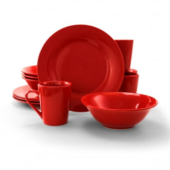 Gibson Home Carlton 12-Piece Dinnerware Set in Red