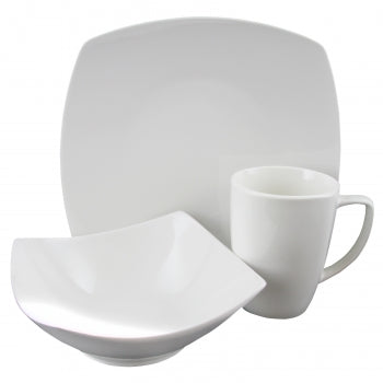 Zen Buffetware 12 Piece Porcelain Square Dinnerware Set in White