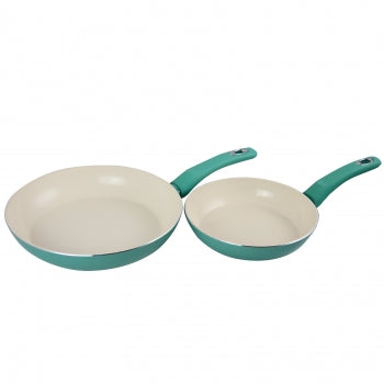 Gibson Home Plaza Cafe 2 Piece Aluminum Frying Pan Set with Soft Touch Handles in Mint