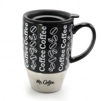 Mr. Coffee 15 Ounce Single Wall Travel Mug with Lid
