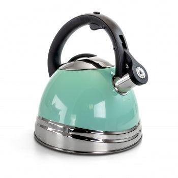 Mr. Coffee 2.5 Quart Stainless Steel Whistling Tea Kettle in Blue