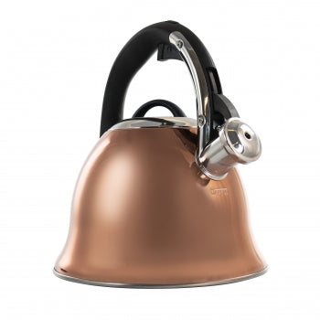 Mr. Coffee Coffield 2.5 Quart Stainless Steel Flare Whistling Tea Kettle in Copper