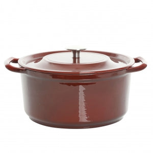 Kenmore Elite Oak Park 5 Quart Enameled Cast Iron Casserole with Lid and Glass Steamer in Red