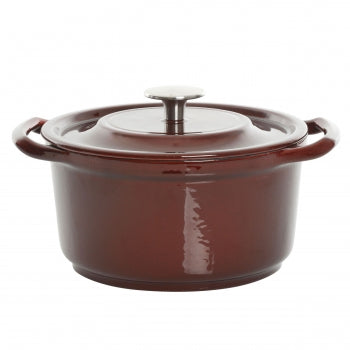 Kenmore Elite Oak Park 3 Quart Enameled Cast Iron Casserole with Lid and Glass Steamer in Brown