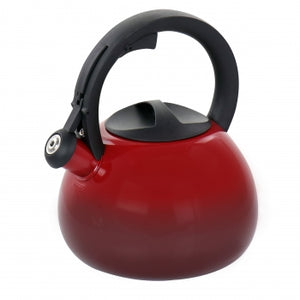 Mr. Coffee Sanborn 2.6 Quart Stainless Steel Whistling Tea Kettle in Red