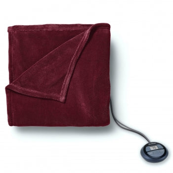 Sunbeam Twin Electric Heated MicroPlush Blanket in Garnet with Digital Display Controller