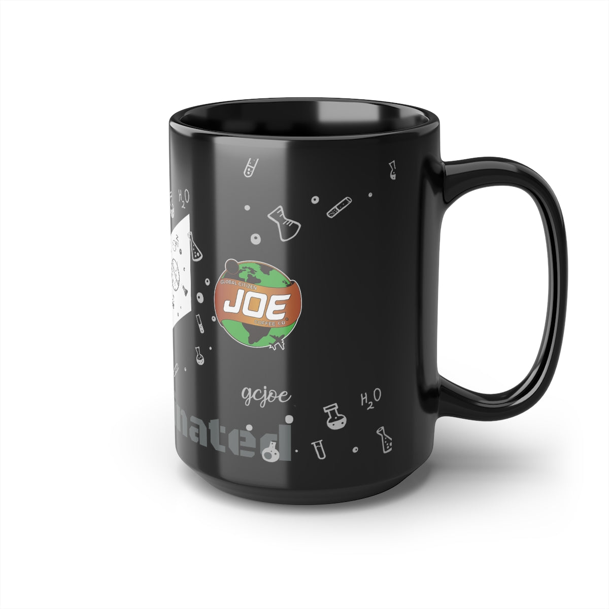 Black GC Joe Decaffeinated Epaulet Coffee or Tea Mug, 15oz Standard