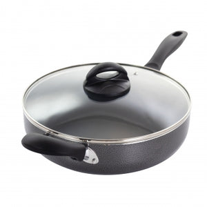 Oster Clairborne 10.25 Inch Aluminum Sauté Pan with Lid in Charcoal Grey