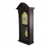 Bedford Clock Collection 25.5 Inch Antique Mahogany Cherry Oak Chiming Wall Clock with Roman Numerals