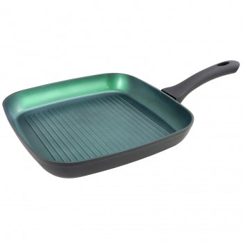 Gibson Home Equinox 11" Grill Pan Square Green Ceramic Nonstick in Matte Charcoal Grey with Bakelite Soft Touch Handle