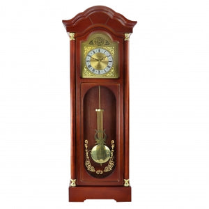 Bedford Clock Collection 33 Inch Chiming Pendulum Wall Clock with Antique Cherry Oak Finish