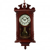 Bedford Collection Redwood Finish 25" Wall Clock with Pendulum and Chime