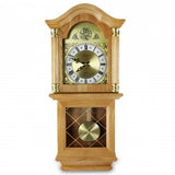 Bedford Clock Collection Classic 26" Golden Oak Chiming Wall Clock With Swinging Pendulum