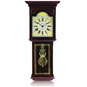 Bedford Clock Collection Redwood 23 Inch Redwood Oak Finish Wall Clock