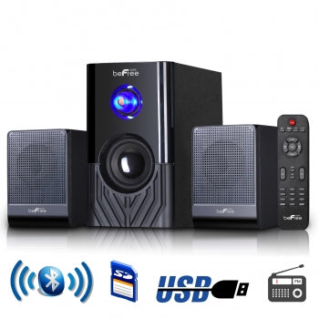 beFree Sound 2.1 Channel Surround Sound Bluetooth Speaker System -Black