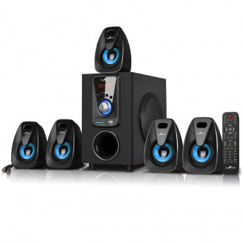 beFree Sound 5.1 Channel Surround Sound Bluetooth Speaker System- Blue