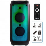 beFree Sound 2 x 8" Wireless Rechargeable Bluetooth Party Speaker with LED Illuminating Lights