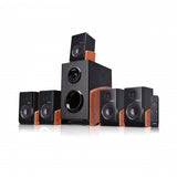 beFree Sound 5.1 Channel Surround Sound Bluetooth Speaker System -Wood