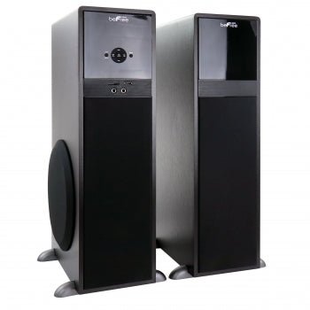 beFree Sound BFS-750 2.1 Channel 80 Watt Bluetooth Tower Speakers with Remote and Microphone