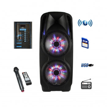 beFree Sound Double 10 Inch Subwoofer Portable Bluetooth Party PA Speaker