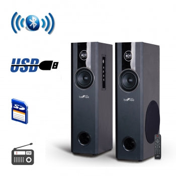 beFree Sound 2.1 Channel BluetoothPowered Black Tower Speakers With Optical Input