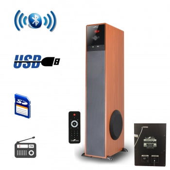 beFree Sound Bluetooth Powered Tower Speaker - Wood