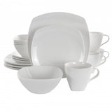 Elama Deluxe Square 16 Piece Porcelain Dinnerware Set in White