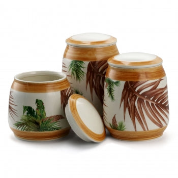 Elama 3 Piece Ceramic Kitchen Canister Collection in Sand