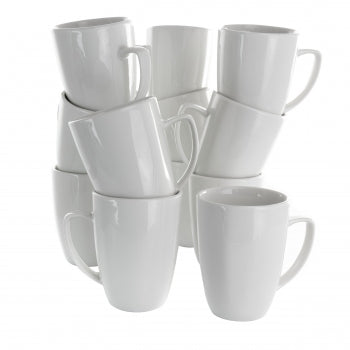 Elama Riley 12 Piece 12 Ounce Porcelain Mug Set in White