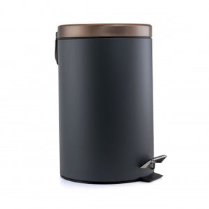 Elama 12 Liter Stylish Grey and Copper Soft Pedal Office, Kitchen and Bathroom Trash Bin