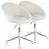 Elama 2 Piece Adjustable Velvet Accent Chair in White with Chrome Finish