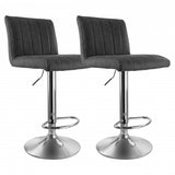 Elama 2 Piece Vintage Faux Leather Adjustable Bar Stool in Gray with Chrome Base