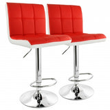 Elama 2 Piece Faux Leather Tufted Bar Stool in Red and White with Chrome Base