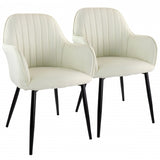 Elama 2 Piece Fabric Accent Chair in Beige with Black Metal Legs