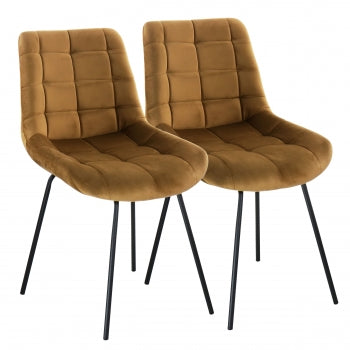 Elama 2 Piece Tufted Accent Chair in Brown with Metal Legs