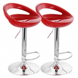 Elama 2 Piece Retro Adjustable Bar Stool in Red with Chrome Base
