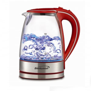 Brentwood Tempered Glass Tea Kettles, 1.7-Liter, Red