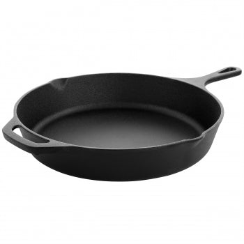 MegaChef 12 Inch Round Preseasoned Cast Iron Frying Pan in Black
