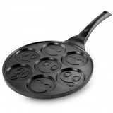 MegaChef Happy Face Emoji 10.5 Inch Aluminum Nonstick Pancake Maker Pan with Cool Touch Handle