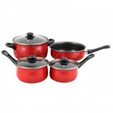 Casselman 7 piece Cookware Set in Red with Bakelite Snow Handle