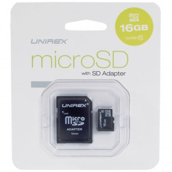 Unirex MicroSD High Capacity Card 16GB Class 6 with SD Adapter