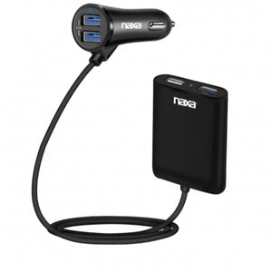 NAXA Electronics Front and Back Seat Car Charger in Black