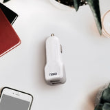 10 Watt 2.1 Amp Dual USB Car Charger-WHITE